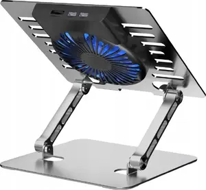 Laptop stand ART P12 adjustable aluminum, height 13–24 cm, adjustable angle, ventilation, LED