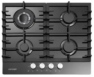 Gas hob Concept Solution PDV7260BC, built-in 60 cm, 4 gas zones, tempered glass, front rotary controls