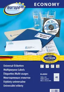 Label sheets Biurfol AVERY ECONOMY 48.5 x 25.4 mm — 4,000 labels (A4)