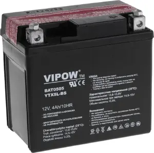 Lead-acid motorcycle battery VIPOW 12 V 4 Ah, model BAT0505