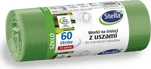 Atkritumu maisi ar rokturiem Stella ST-ST-035168 stikla šķirošanai, 60 l, 14 gab., zaļi