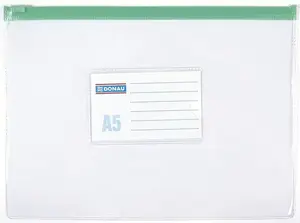 Zipper document pouch Donau A5 — transparent protective storage sleeve for A5 papers and stationery