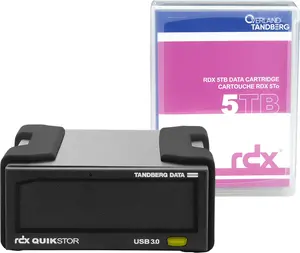 External RDX drive kit Tandberg 5 TB, USB 3.2 Gen 1, sustained 260 MB/s, black, dimensions 110×178×52 mm