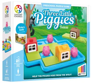 Bērnu loģikas spēle Smart Games Three Little Piggies - Deluxe, 3–6 gadi, viena spēlētāja, daudzkrāsaina