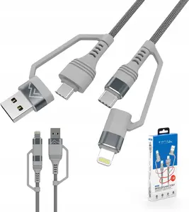 Кабель MONTIS MT128 4-в-1 USB A на USB-C и Lightning — мультиконнектор для зарядки и передачи данных