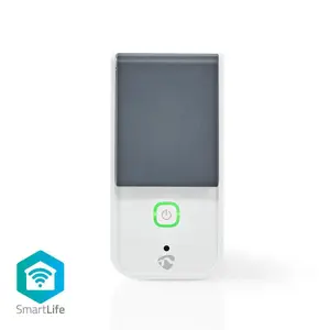 Smart plug Nedis WIFIPO120EWT — Wi‑Fi indoor, 230 V, plastic housing, 58×82×115 mm, grey/white