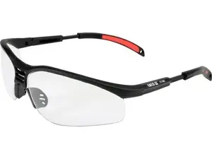 Safety glasses YATO YT-7363 — nylon frame, polycarbonate transparent lens, black/red