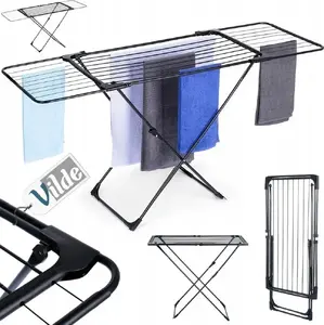 Clothes Drying Rack Vilde Metal Expandable Black XXL 108–182 cm