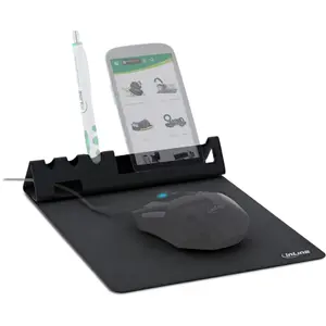 Mouse pad InLine 55261 — multifunctional rubber pad with smartphone and pen holder, 250×? mm, black