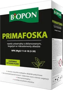 Granulēts mēslojums BIOPON Primafoska 1 kg — sabalansēta NPK formula dārza augiem (Biopon 1780)