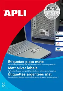 Self-adhesive A4 printer labels Apli AP1227 — 80 white labels (10.5×14.8 cm), 20 sheets