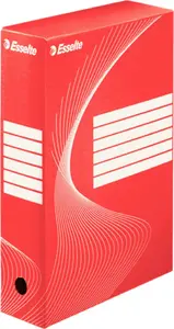 Archive Storage Box ESSELTE 80 mm, red — archival storage box for documents