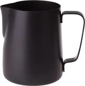 Piena krūka Rhinowares melna (12 oz) — tērauda piena krūze putošanai un lejšanai
