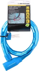 Velosipēda spirālveida atslēga ar atslēgu DUNLOP 1,8 x 80 cm — zils