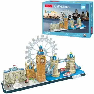 3D Puzzle City Line London building model, Dante CubicFun — 107 pieces, 535×260 mm