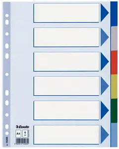 Blank tab index Esselte 15260 — Polypropylene (PP), A4 225×297 mm, multicolour