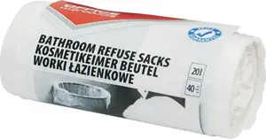 Trash Bags Office Products 20 L HDPE, 40 pcs, white, for household and bathroom use