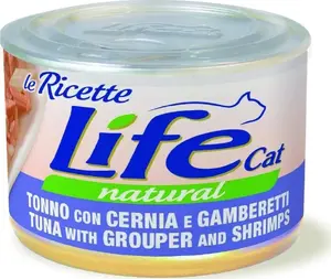 Mitrā barība kaķiem Life Pet Care LIFE CAT 150 g — tuncis, plekste un garneles (LA RICETTE)