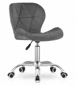 Office swivel chair LEOBERT 3625 with wide velvet backrest, grey upholstery