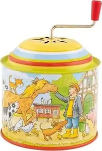 Mechanical Music Box Toy Goki Katarynka "Old McDonald Had a Farm" – wooden hand-crank musical toy