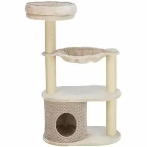 Cat house Trixie 44473 — indoor jute and polyester cat tree, 650×380×1140 mm, grey/sand
