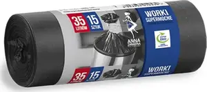 Trash bags Anna Zaradna 35 L, 15 pcs, black, heavy-duty
