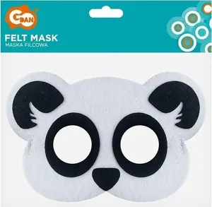 Feltas maska Pūce (Panda) GoDan 19×12 cm — kostīmu aksesuārs, atkārtoti lietojama filca maska