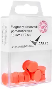 Push Pins Victory Office Product magnetic 13 mm, pack of 10, neon orange