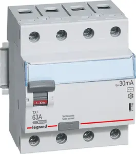 Устройство защитного отключения (УЗО) 4P 63A 30мA тип AC Legrand P304 (411709)