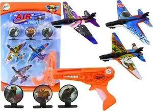 Toy Aircraft Launcher Set LEANToys 3 Foam Planes and 3 Targets, Orange