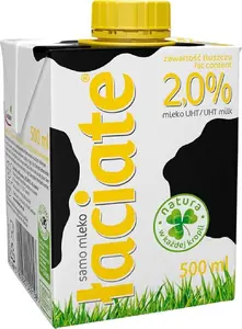 Milk Łaciate 2% fat, 0.5 L bottle - Łaciate