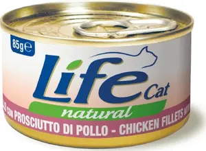 Mitrs kaķu barības konservs Life Pet Care LIFE CAT 85 g — vistas un šķiņķa filejas, 85 g