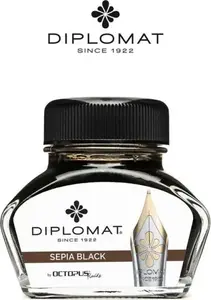 Tintes tintes pildspalvām Diplomat 30 ml — Diplomat melns sepija šķidrums pudelē