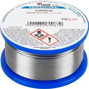 Solder Wire CYNEL 3.0 mm Spool 250 g — Leaded/Unspecified Alloy WG-01X-01-1-300-4