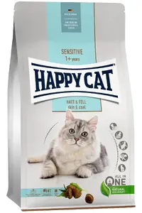 Sausais kaķu barība happy cat Sensitive Skin & Coat, pieaugušiem, vista un laša, 4 kg