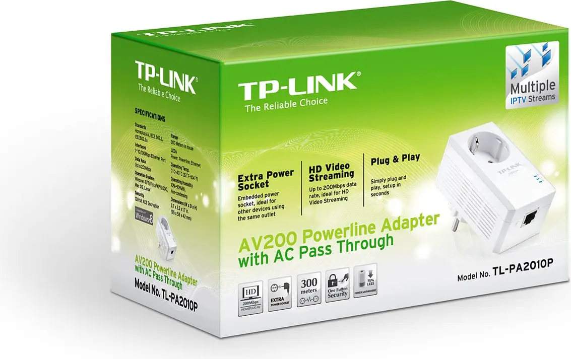 TP-LINK TLPA2010P AV200 Powerline adapteris Photo 8