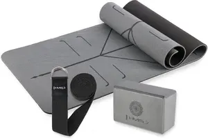 Yoga Set HMS Gray — TPE Yoga Mat YM10, Foam Block KJ02, Strap SJ02