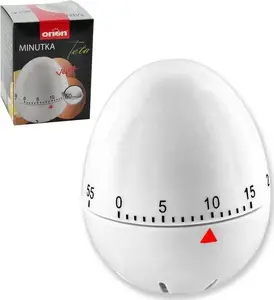 Mechanical kitchen timer ORION 130734 — white, wind-up countdown timer