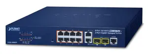 Managed Fast Ethernet PoE Switch PLANET FGSD-1008HPS — 8× 10/100 RJ-45, 5.5 Gbps, 16K MAC, blue