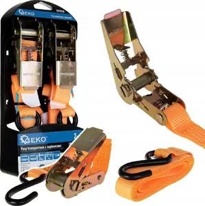 Tie-down straps GEKO with ratchet 4 m x 25 mm, 700 kg capacity, set of 2