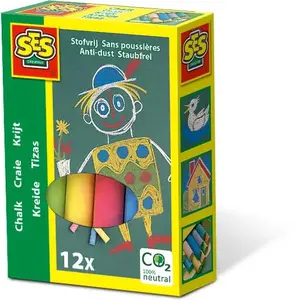 Krītiņi SES 12 krāsas, apaļi krītiņi, iepakojumā 12 gab., izmērs 60×20×85 mm