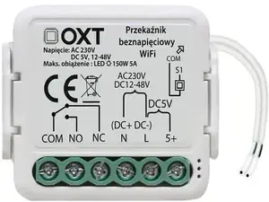 Mini relay module OXT T210DC — volt-free contact relay, AC 230V / DC control 5V, 12–48V, Wi‑Fi (Tuya)
