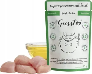 Консервы для кошек GUSSTO FRESH CHICKEN 85 г, пауч с курицей — корм для взрослых кошек