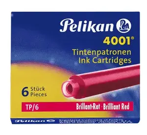 Ink cartridges Pelikan TP/6 Red for fountain pens, pack of 6, red ink