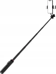 Монопод (selfie stick) Hurtel WC12YDS телескопический штатив 1,3 м из алюминиевого сплава с двойной лампой и держателем для телефона — чёрный