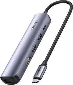 USB-C hub UGREEN Revodok CM418 — 2× USB-A, HDMI 4K@30Hz, RJ45 1Gbps, PD 100W (gray)