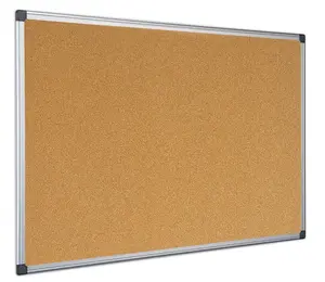 Fixed Cork Bulletin Board Bi-Office Maya — Aluminium frame, Black trim, Wood backing