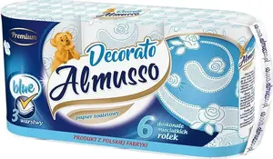 Tualetes papīrs Almusso Decorato 3 slāņu, 6 ruļļu iepakojums