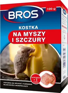 Rodent bait block BROS 100 g — ready-to-use rodenticide for mice and rats