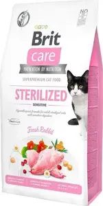 VAFO PRAHS Brit Care Kot Sterilized Sensitive 400 g — sausais barības veids sterilizētām kaķēm, bez graudiem